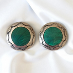 Vintage Native American Sterling Silver and Malachite Large Earrings