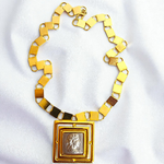 Allison Reed Designer Cameo Pendant Brooch Gold Plated Vintage Necklace 20" NOS