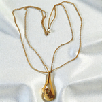 Vintage Signed Pierre Cardin Gold Tone Modernist Double Strand Pendant Necklace