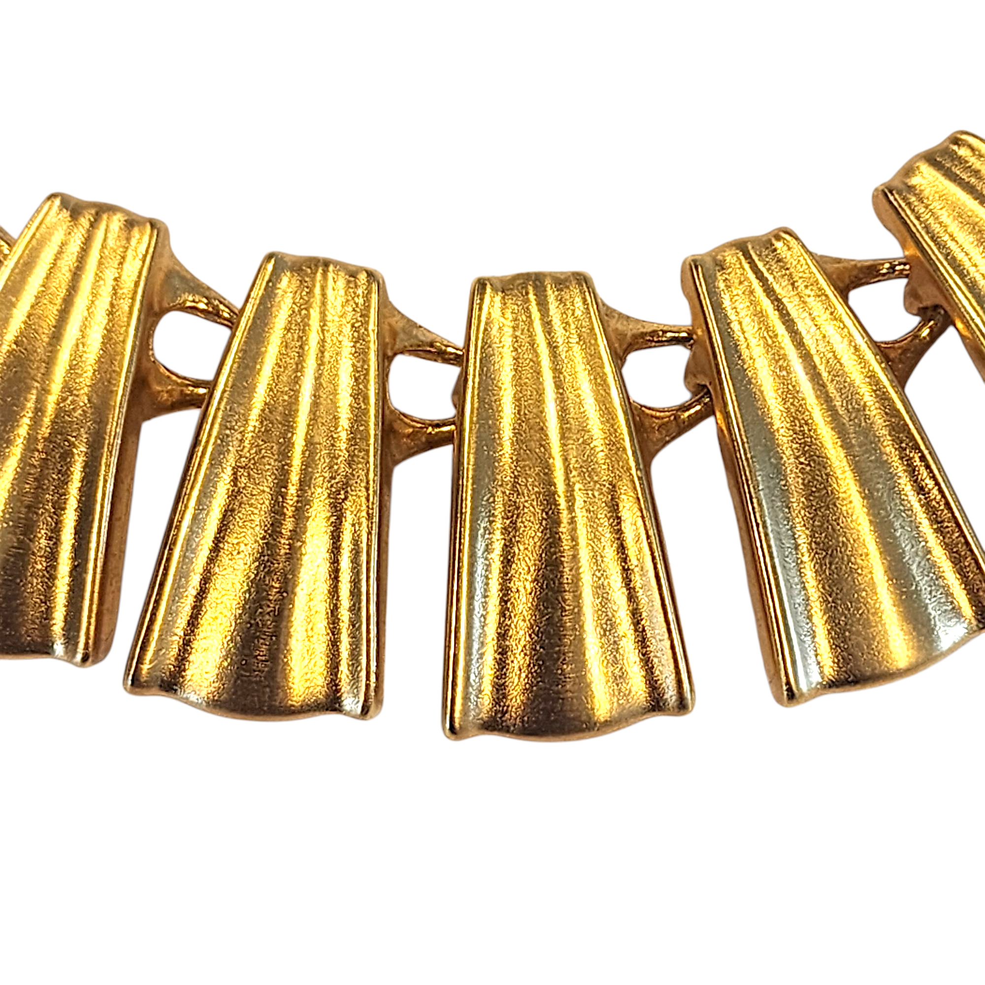 Vintage Anne Klein Cleopatra Couture Gold-Plated Necklace Statement Toggle Clasp