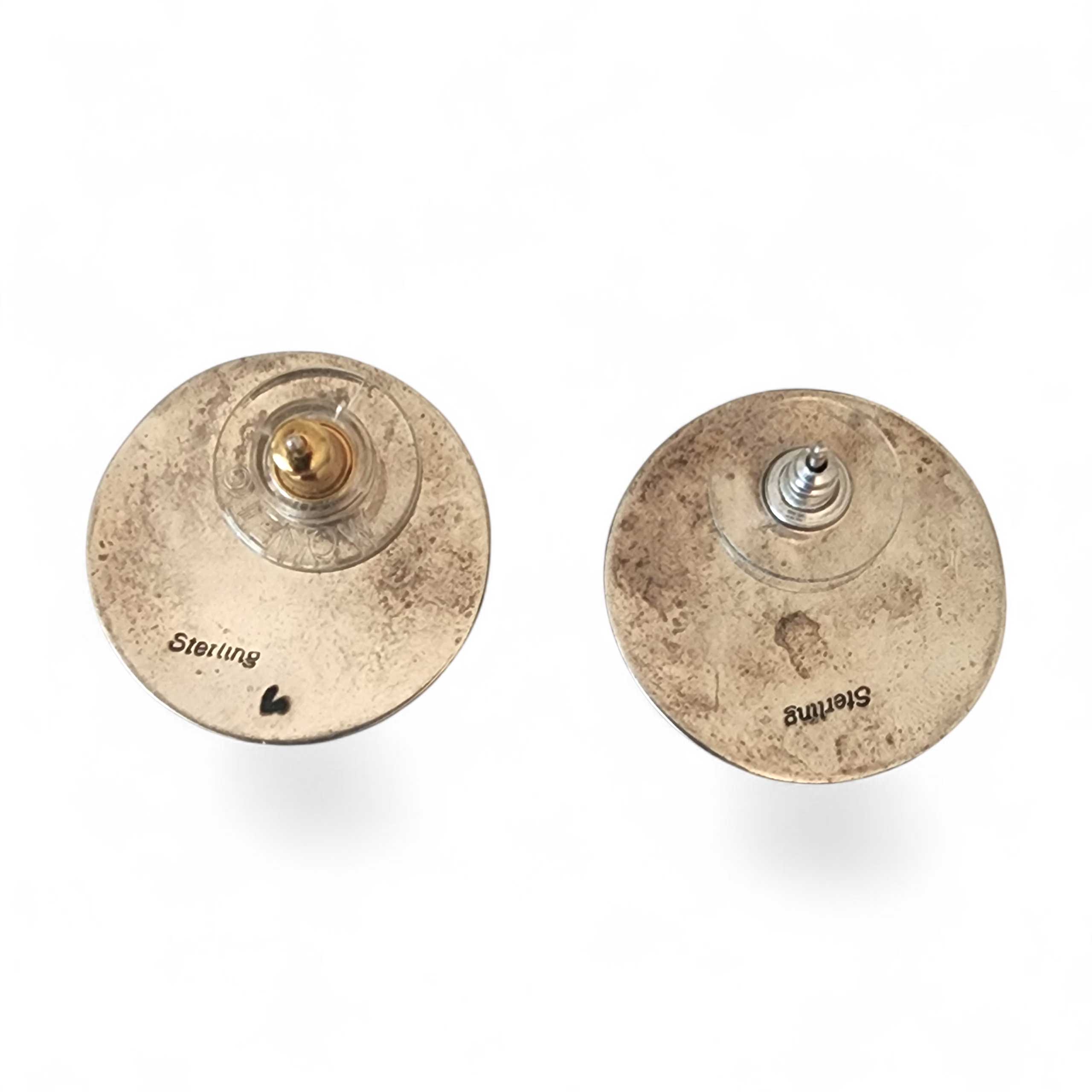 Vintage Native American Sterling Silver and Malachite Large Earrings