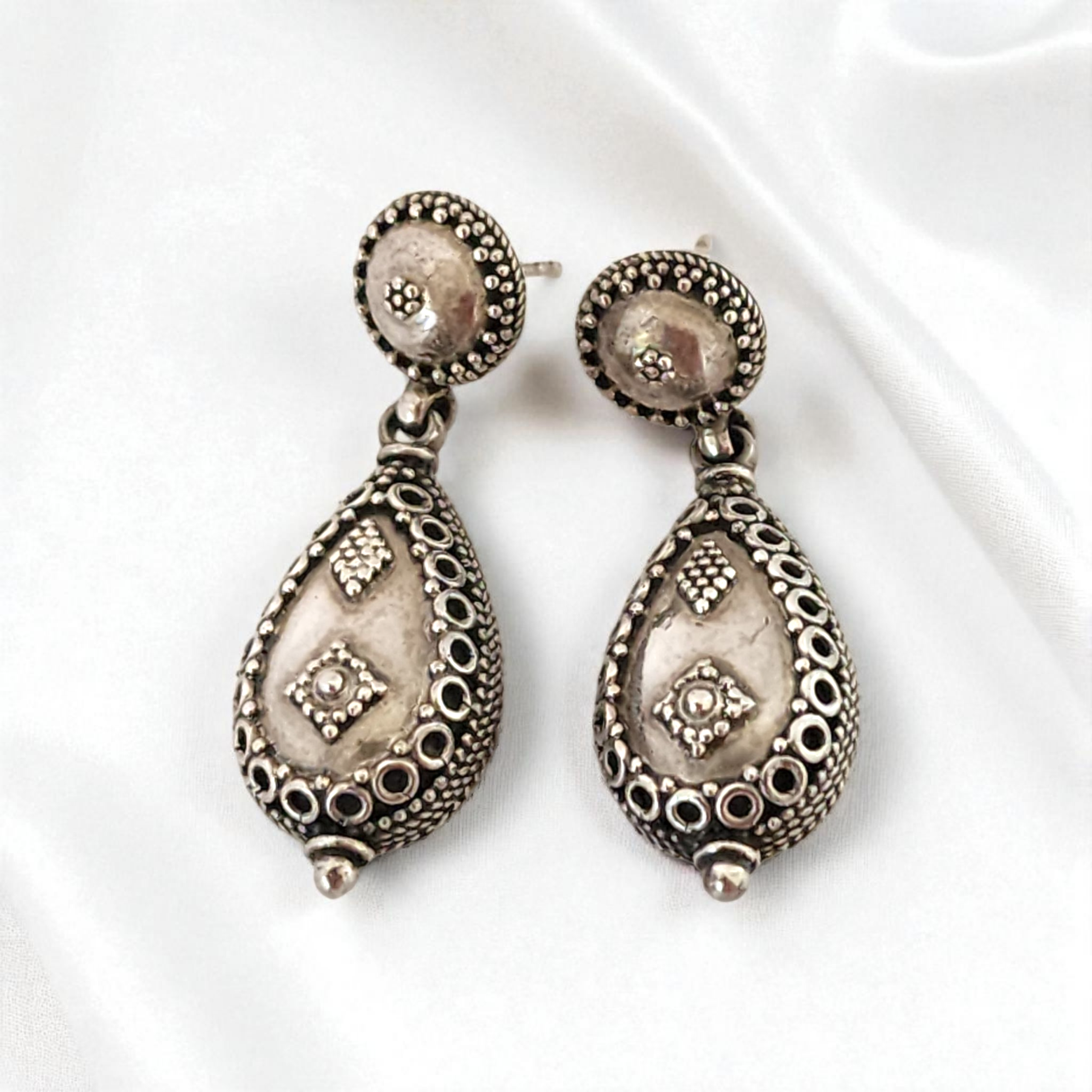 Vintage Sterling Silver 925 India Earrings by Doug Paulus | Artisan Signed dP Design
