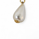 White Sequin Heart Gold Rope Trim Pearl Dangle Vintage Earrings