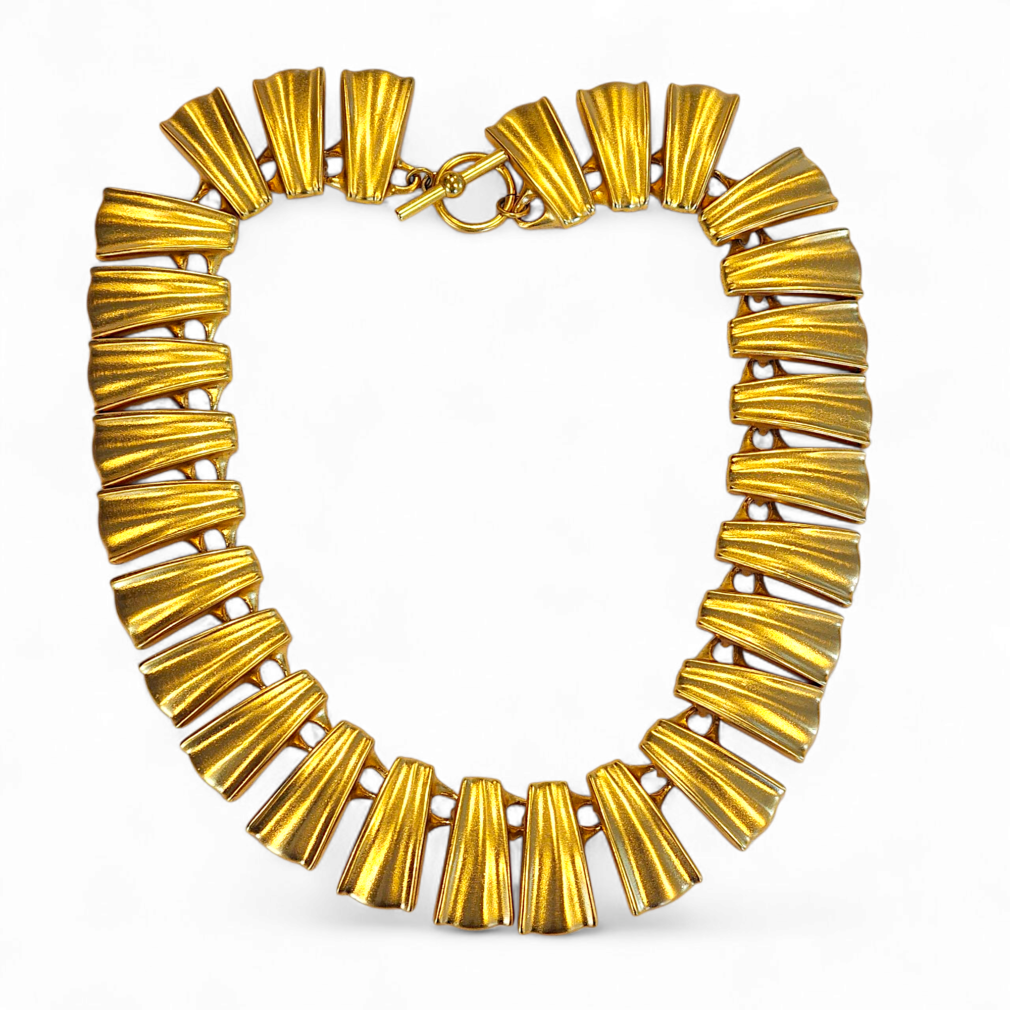 Vintage Anne Klein Cleopatra Couture Gold-Plated Necklace Statement Toggle Clasp