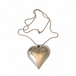 Sterling Silver Large 3D Puffy Heart Rope Chain Vintage Necklace