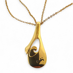 Vintage Signed Pierre Cardin Gold Tone Modernist Double Strand Pendant Necklace