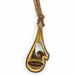 Vintage Signed Pierre Cardin Gold Tone Modernist Double Strand Pendant Necklace
