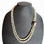Mother of Pearl Double-Strand Vintage Necklace with Removable Cameo Brooch