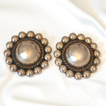 Taxco Sterling Silver Beaded Half Dome Clip Earrings – Vintage 1.5” Mexican Silver Jewelry
