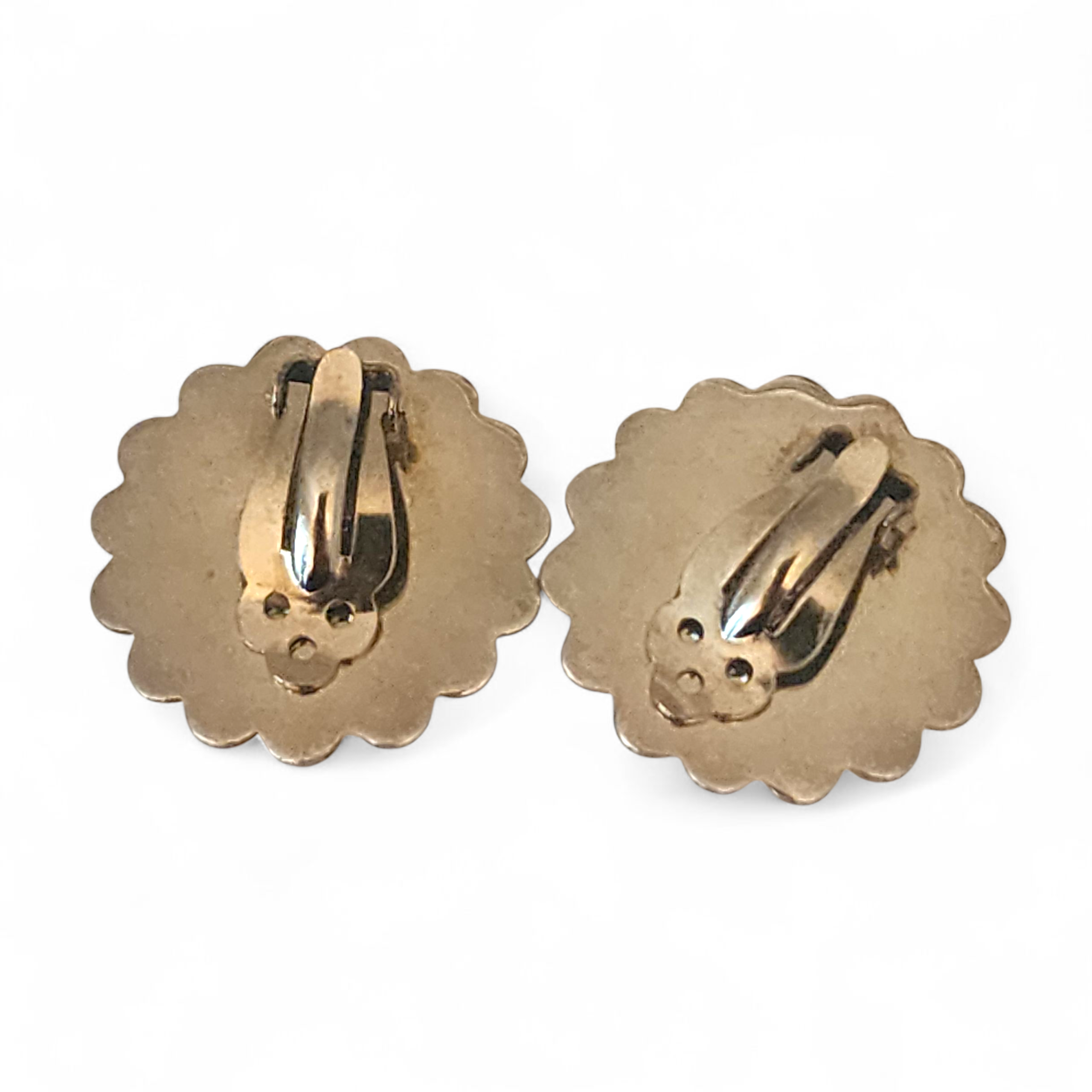 Taxco Sterling Silver Beaded Half Dome Clip Earrings – Vintage 1.5” Mexican Silver Jewelry