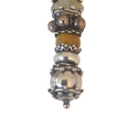 Vintage 1980s Clear Quartz and Tiger's Eye Beaded Italian Sterling Silver Cross Pendant
