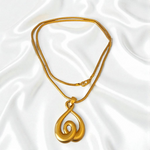 Vintage Anne Klein Gold-Plated Heart Anchor Long Snake Chain Pendant Necklace