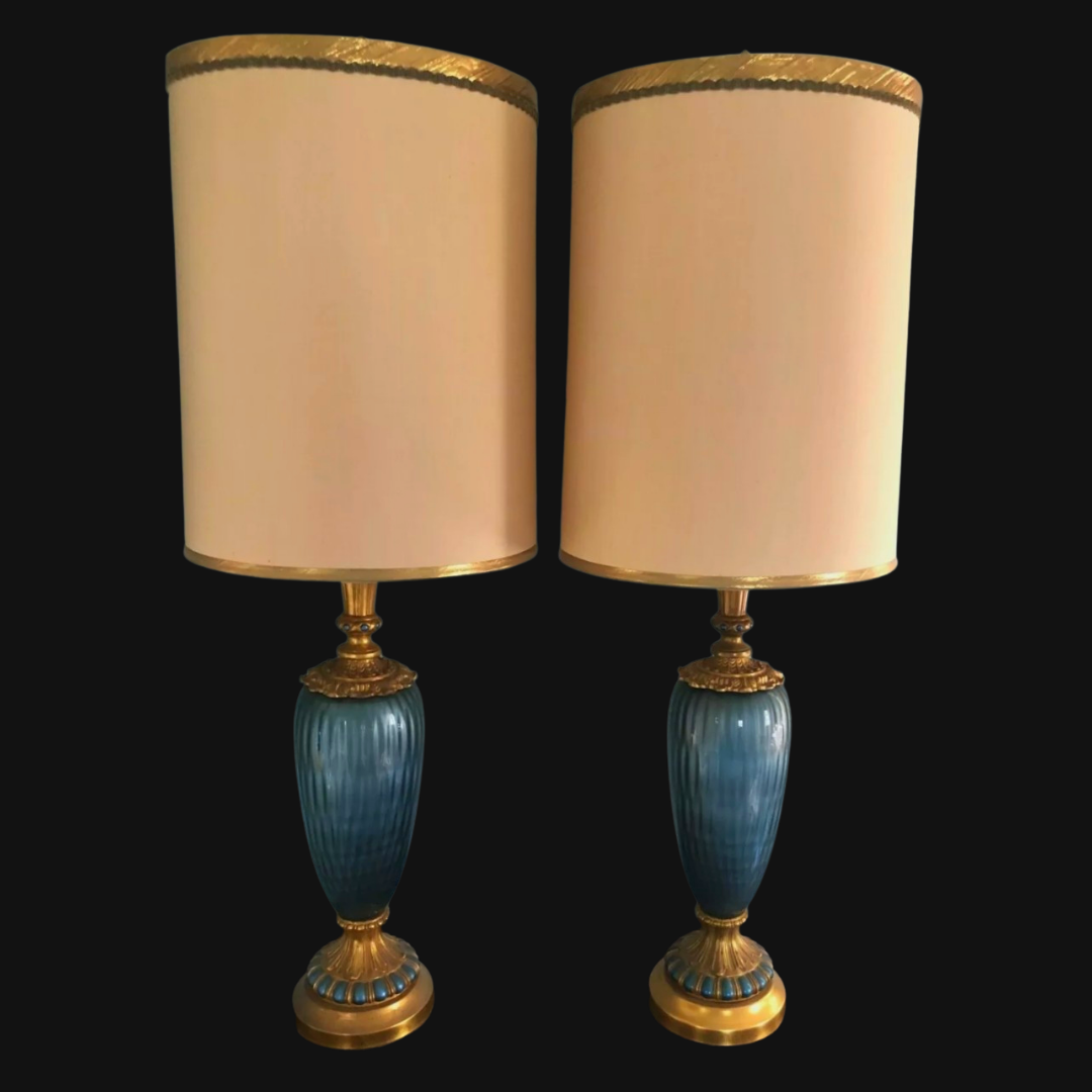 PAIR OF LARGE MCM CERAMIC TABLE LAMPS