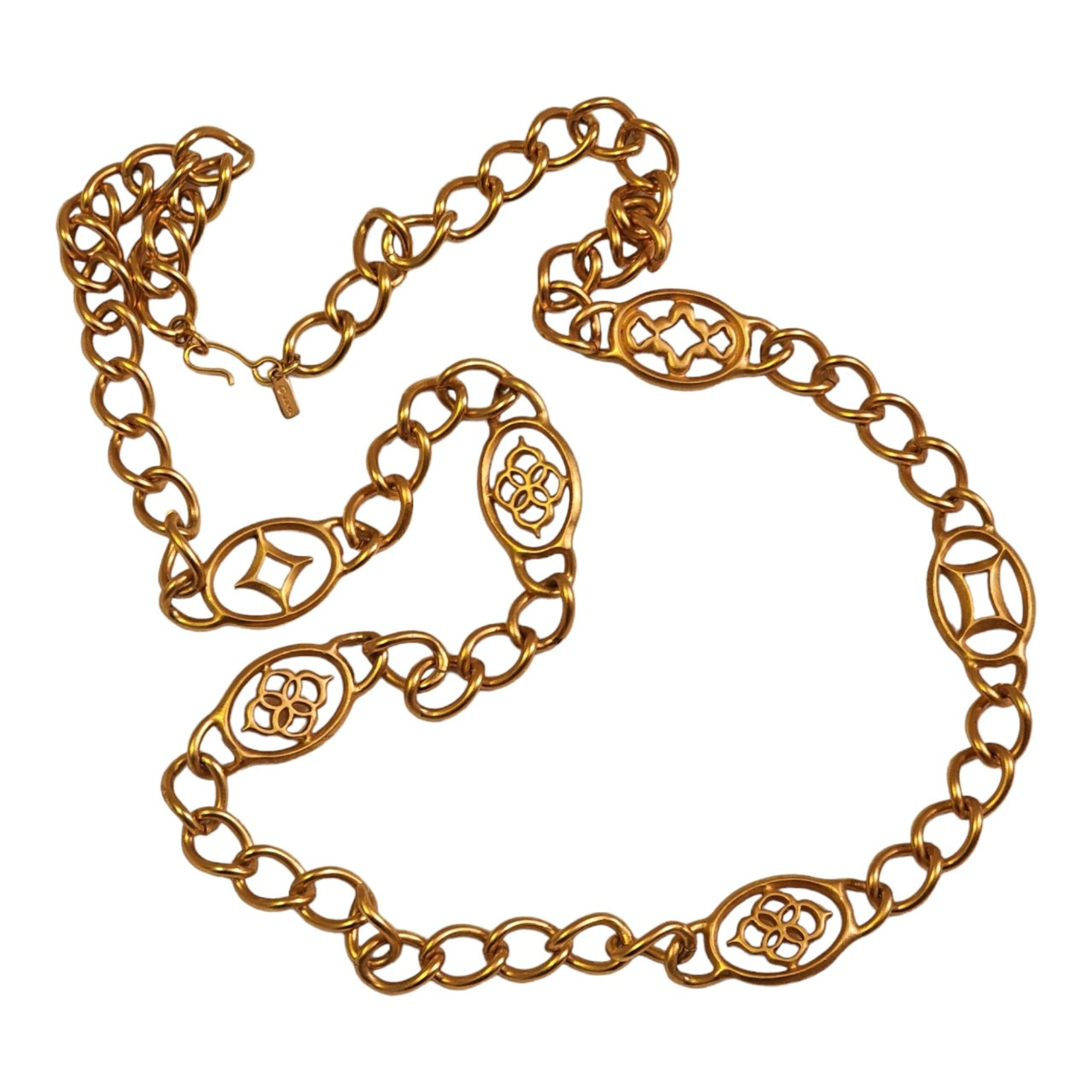 Gorgeous 38" MONET Chunky Open Link Station Gold Plated Necklace, Couture, Statement Jewelry