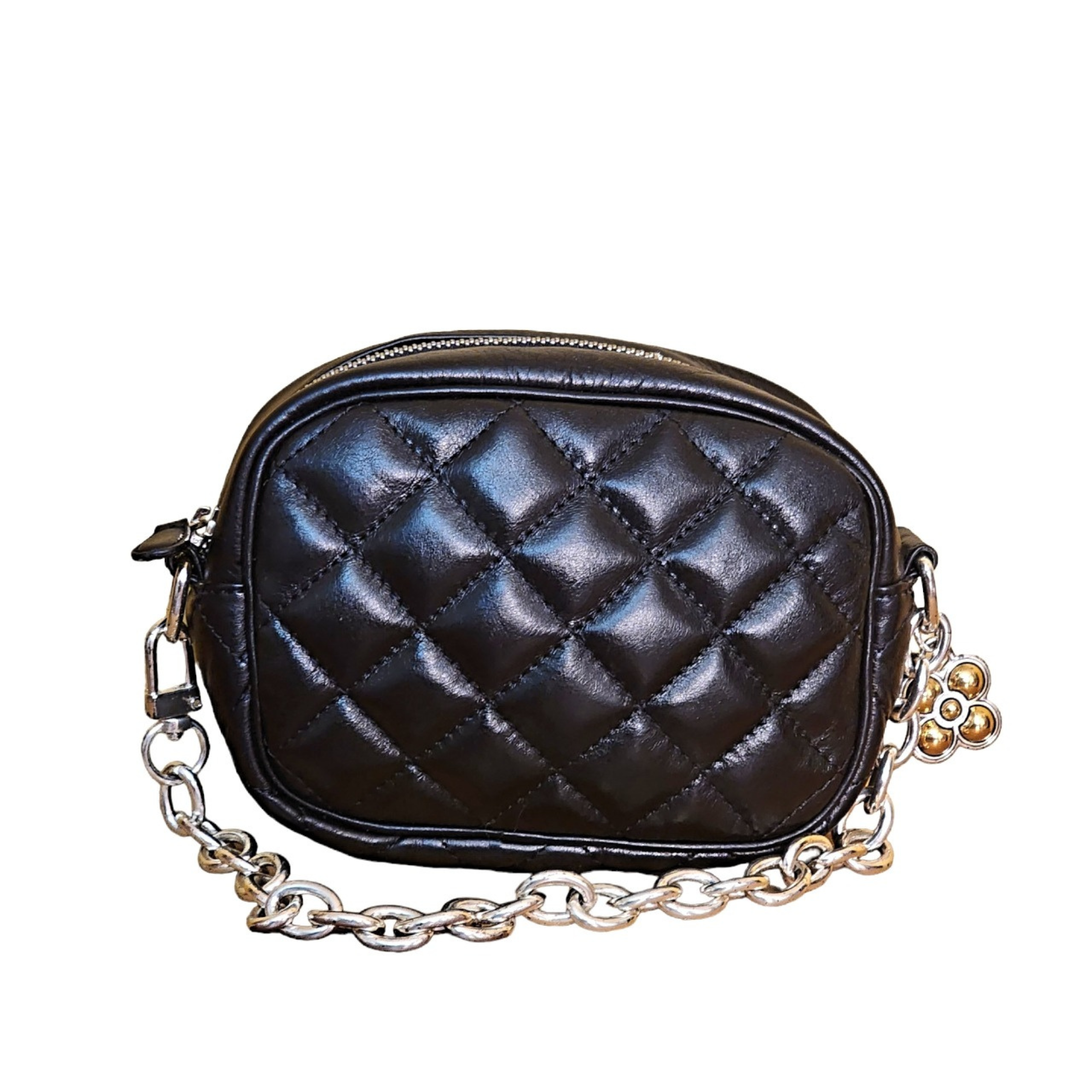 Brighton Quilted Black Leather Mini Bag