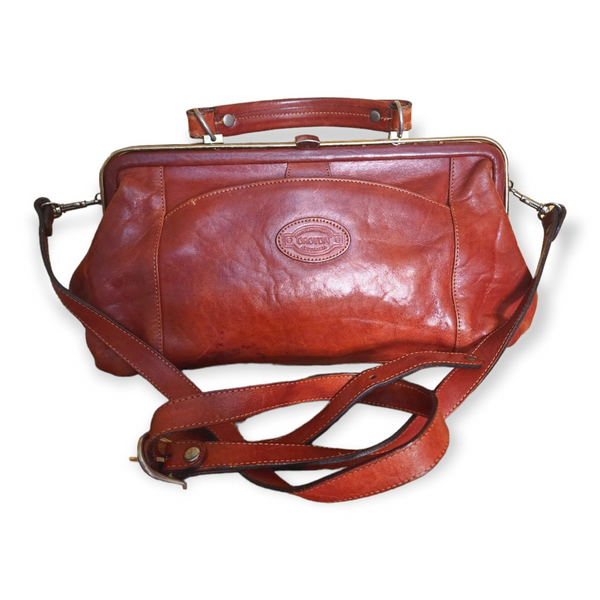 Vintage Oroton Australia Tobacco Brown Leather Convertible