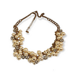 Pearl and Crystal Drop Dangle Gold Plated Vintage Necklace