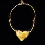 1970's Studio Vintage Brass Heart with Turquoise Center Stone