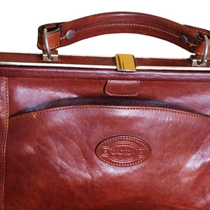 Vintage Oroton Australia Tobacco Brown Leather Convertible Crossbody Handbag