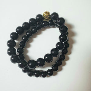 Black Onyx Gemstone Unisex Bracelet Set