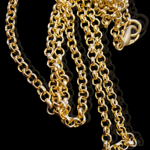 Lucite Heart Faux Blood Orange Amber Pendant 36" Rolo Link Gold Plated Vintage Necklace