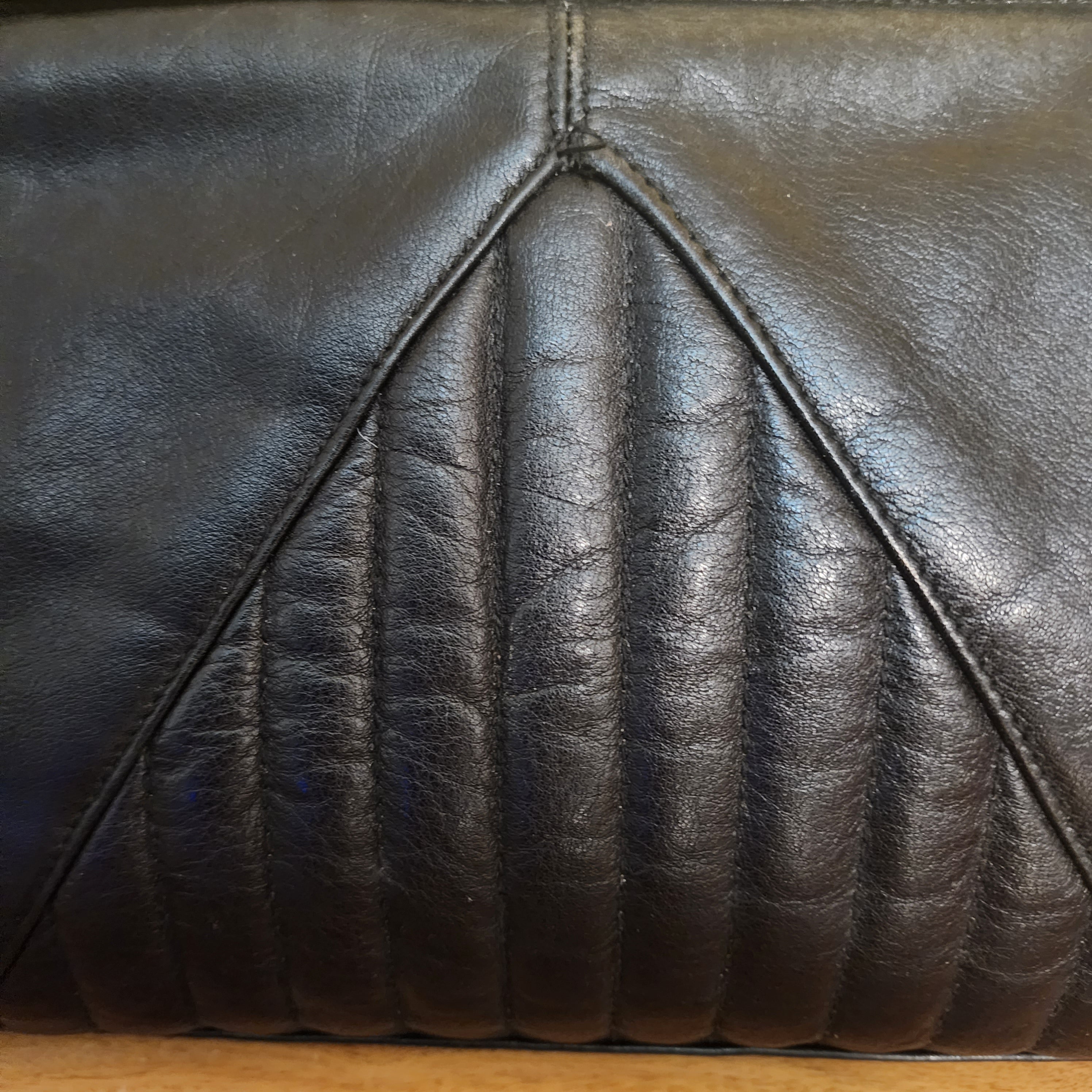 Vintage Navy Blue Leather Clutch Handbag Made In Hong Kong