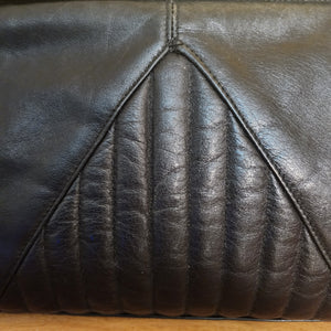 Vintage Navy Blue Leather Clutch Handbag Made In Hong Kong