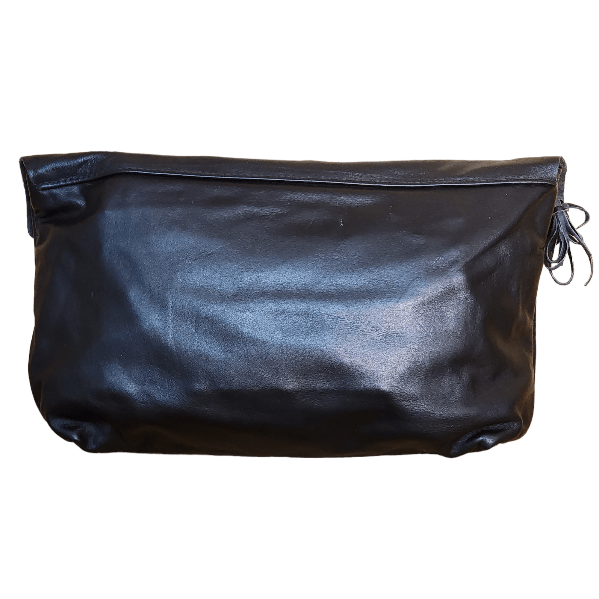 Vintage Navy Blue Leather Clutch Handbag Made In Hong Kong