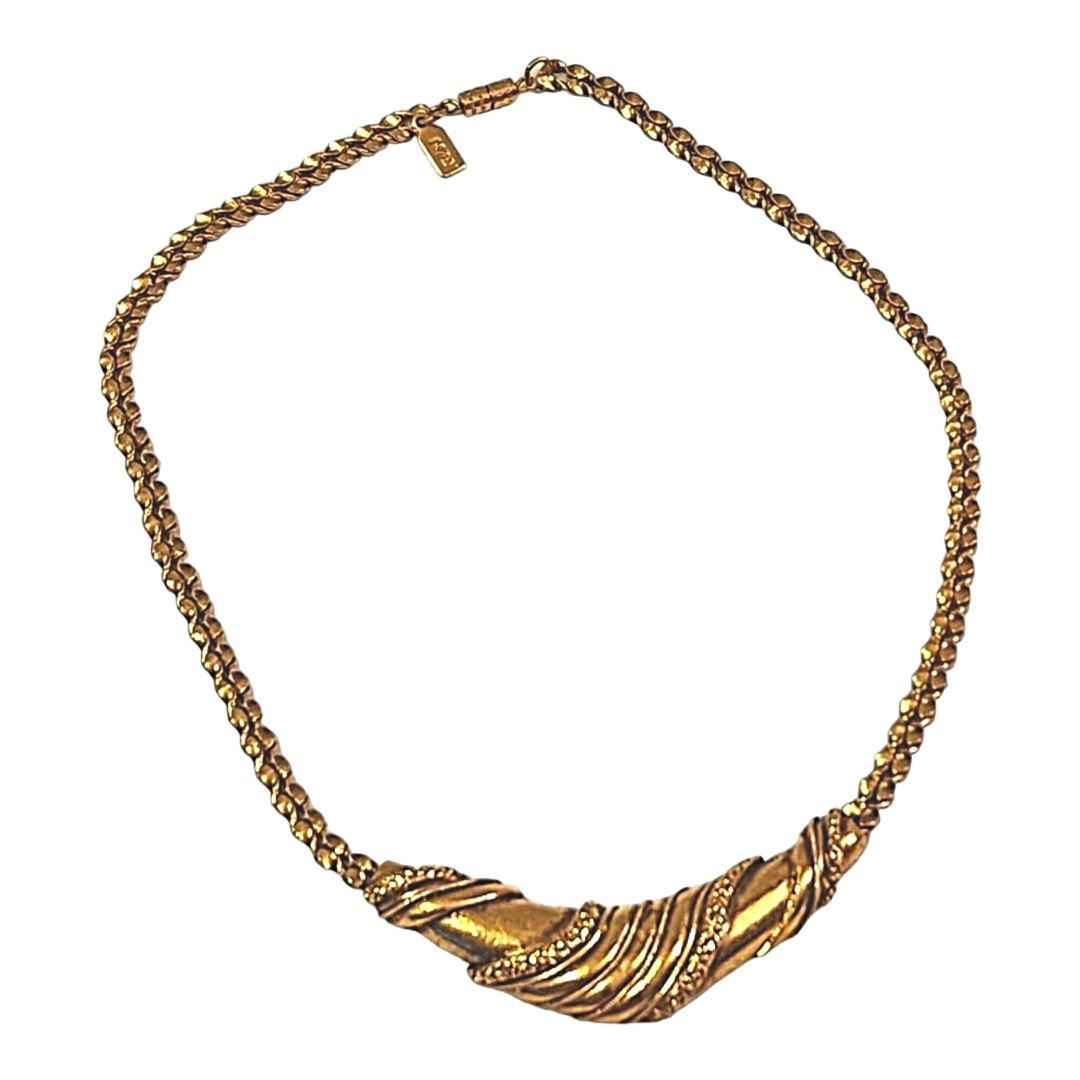 Beautiful Byzantine Gold Plated Bib Vintage Necklace, Designer Choker Necklace