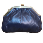 Vintage Mardone Navy Blue Leather Covertible Clutch Purse