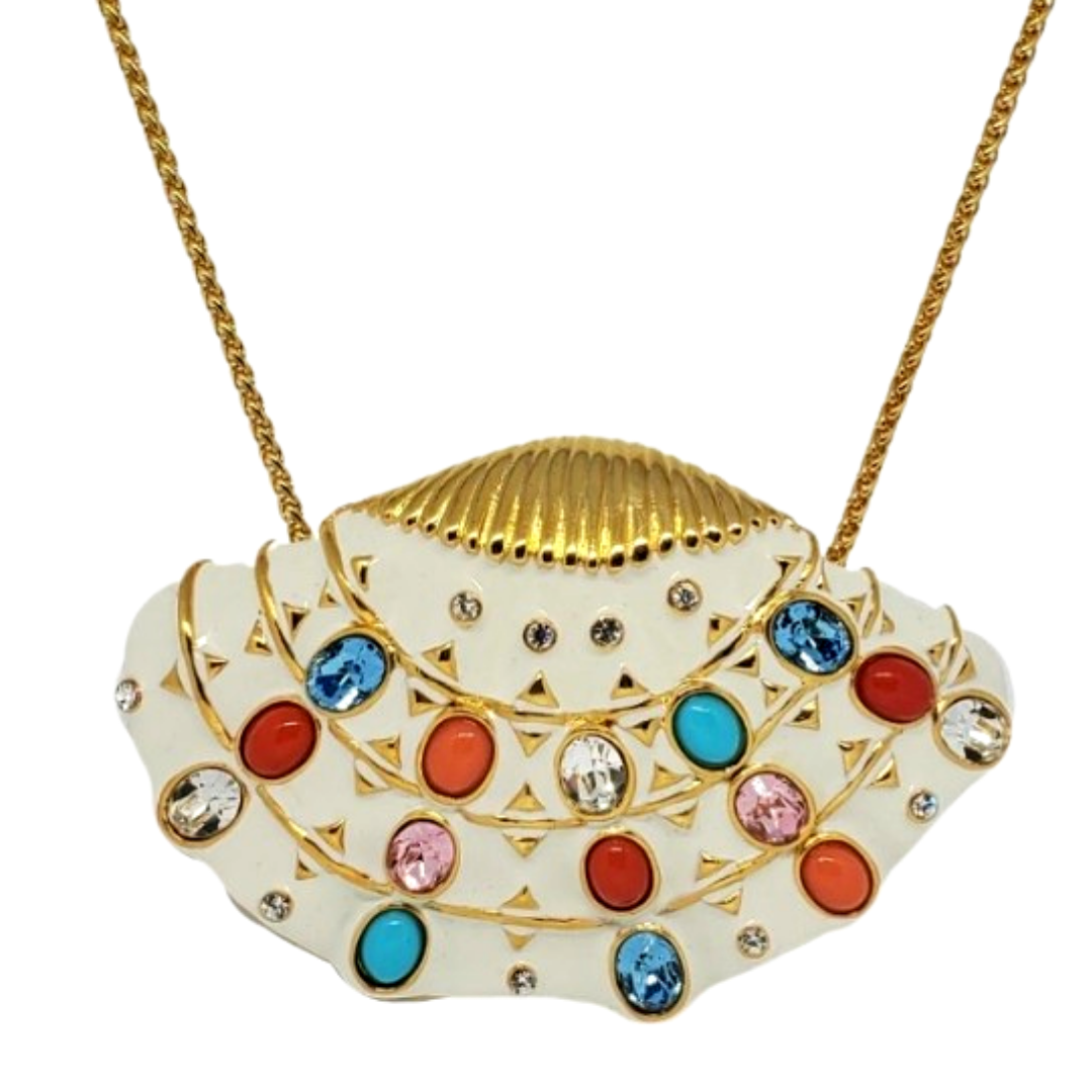 KJL Kenneth Jay Lane Shell Cabachon Pendant Necklace