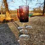 4 Curated Champagne Wine Colored Assorted Mismatch Barware Vintage Glasses