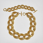 ANNE KLEIN CHUNKY Vintage Gold Plated Rope Link Toggle Necklace Bracelet Set