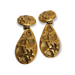Signed CRAFT Sea Shell Star Fish Gold Plated Dangle Drop Clip On Vintage Earrings Couture Runway