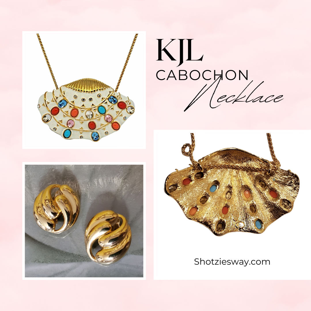 KJL Kenneth Jay Lane Shell Cabachon Pendant Necklace