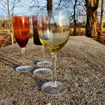 4 Curated Champagne Wine Colored Assorted Mismatch Barware Vintage Glasses