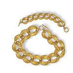 ANNE KLEIN CHUNKY Vintage Gold Plated Rope Link Toggle Necklace Bracelet Set