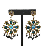 Vintage YOSCA Green Glass Turquoise Dangle Earrings