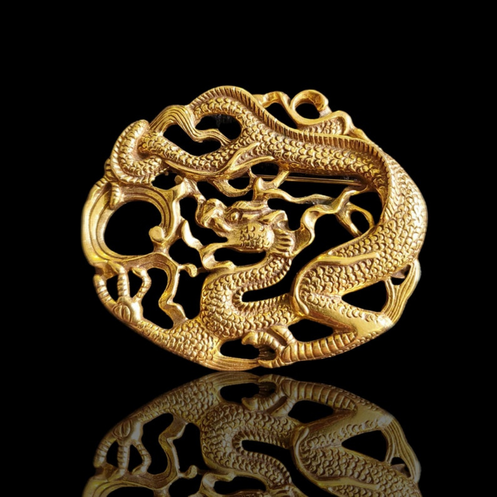 MMA Metropolitan Museum of Arts Gold Plated Dragon Brooch Pin
