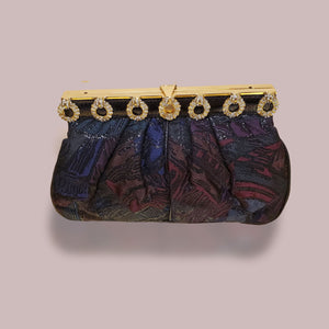 Carlo Fiori Brocade Clutch With Gold Chain