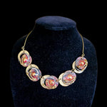 Art Deco Modernist Mixed Metal Brass Enamel Necklace