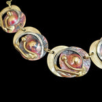 Art Deco Modernist Mixed Metal Brass Enamel Necklace