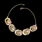 Art Deco Modernist Mixed Metal Brass Enamel Necklace
