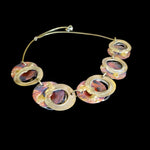 Art Deco Modernist Mixed Metal Brass Enamel Necklace