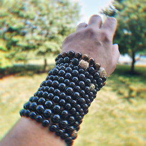 Black Onyx Gemstone Unisex Bracelet Set
