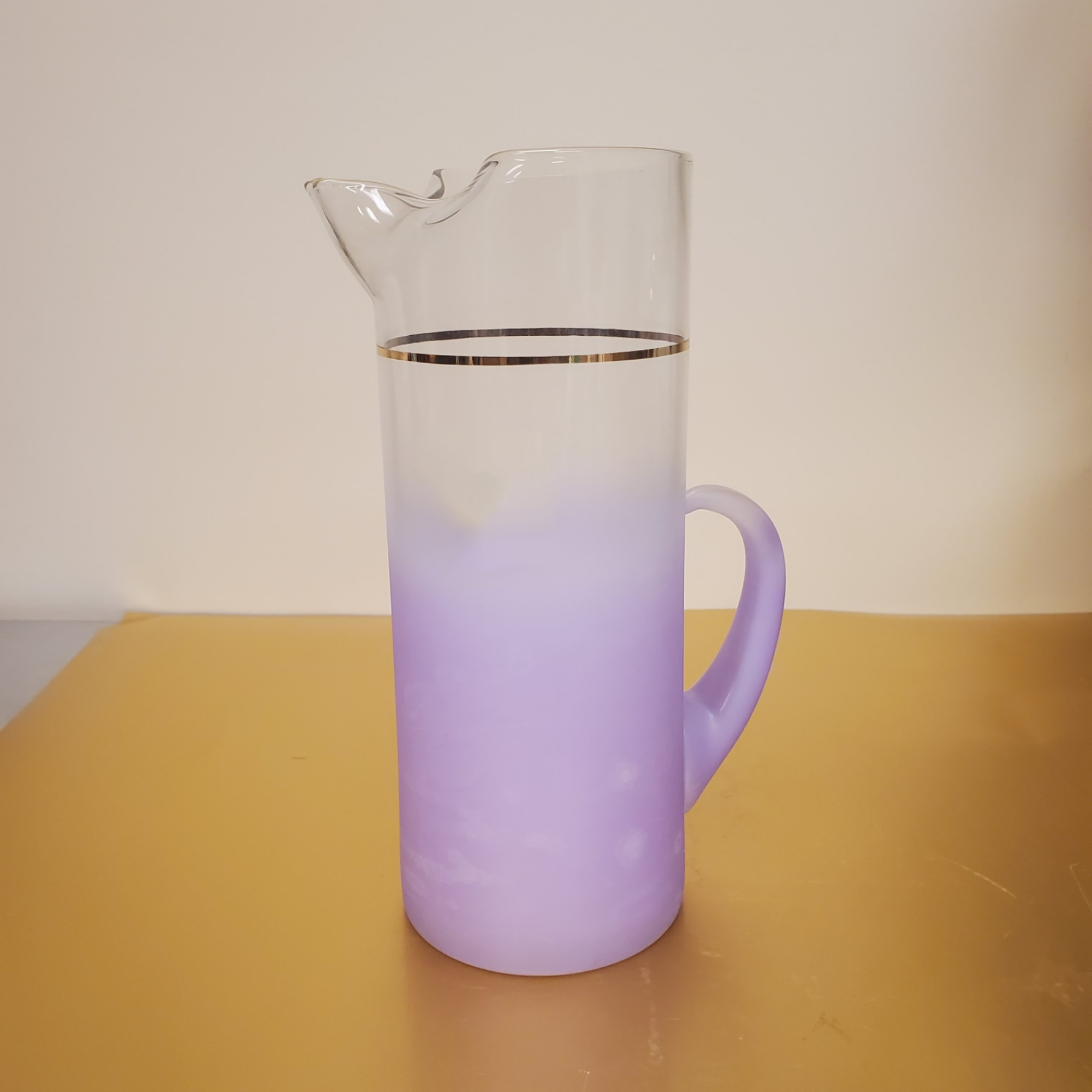 Blendo Purple Lilac Ombre Pitcher and 6 Vintage Glass Set - MCM Lavender Pitcher Set