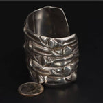 Vintage Taxco Modernist Sterling Silver Pebbled Solid Cuff Bracelet - 92g
