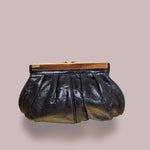 Carlo Fiori Leather Python Clutch With Gold Chain and Rhinestones