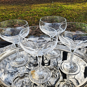 Vintage Set Of 4 Nachtmann Bleikristall Uber 24 Germany Geschliffen Coupe Cocktail Martini Glasses Made In Germany