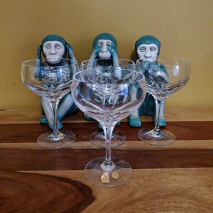 Vintage Set Of 4 Nachtmann Bleikristall Uber 24 Germany Geschliffen Coupe Cocktail Martini Glasses Made In Germany